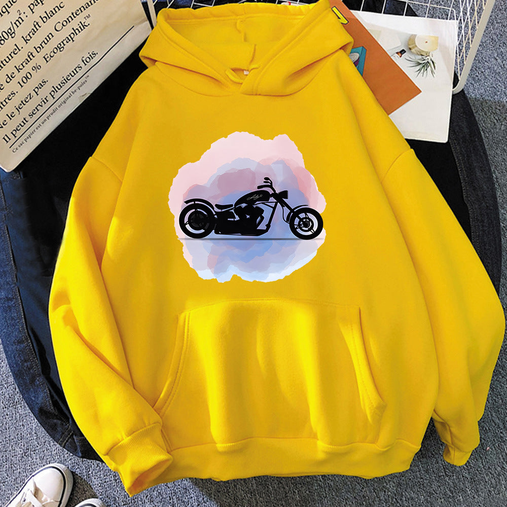 Hoodies Unisex Motocicleta Com Bolso, Moletom Encapuzado, Mo