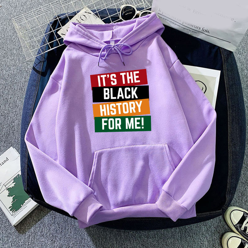Black IT'S THE BLACK printed hooded hooded sweater autumn and winter European and American men's and women's goodwill coat cross-border
