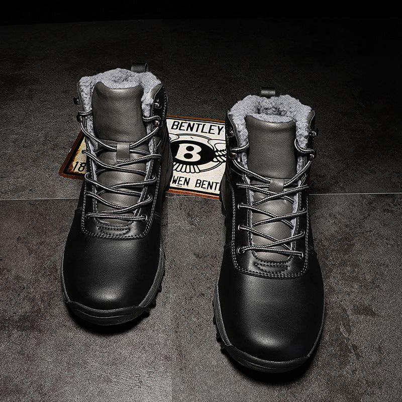Snow Boots men's 2023 Winter new fleece-lined warm cotton-padded shoes thick-soled men's boots northeast thickened cross-border plus size cotton-padded shoes