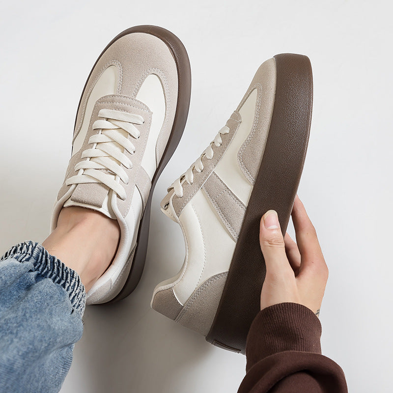 Trendy New Thick-Soled Casual Sports Shoes for Men and Women, Suitable for Students, Versatile White Sneakers for Men F8862