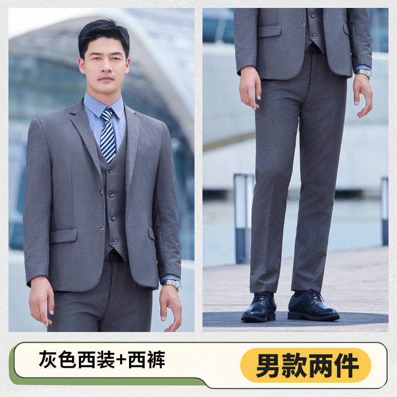 Autumn and Winter Thickened Men's Double-button Black Interview Business Dress Unisex Business Suit suit Three-piece Set