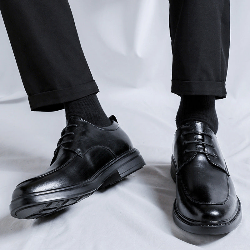 Men's Shoes 2023 New Autumn and Winter Casual Leather Shoes with Hidden Height Increase, Men's Formal Business Wedding Groom Shoes 9350-R