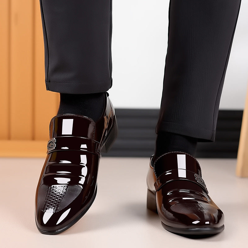 Men's Leather Shoes New Business Formal Casual Spring and Autumn Breathable Men's British Korean Style Pointed Toe Groom's Wedding Shoes