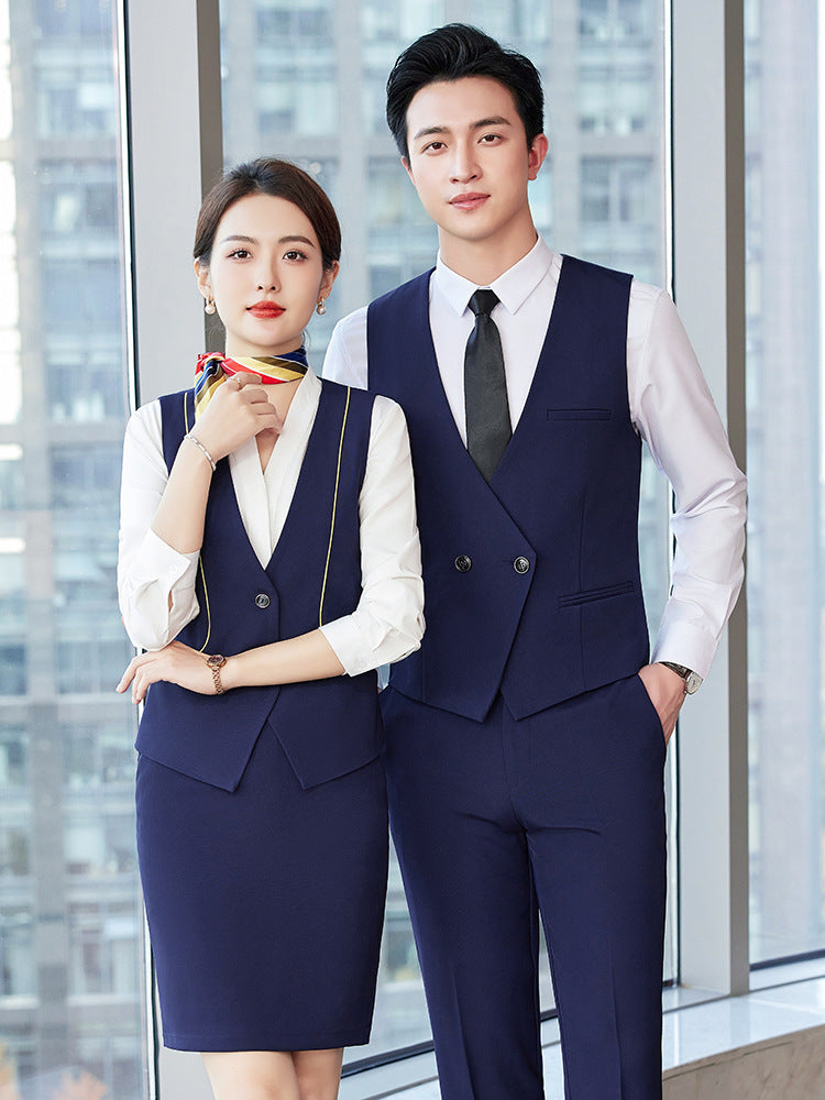 Professional vest suit female spring and summer stewardess uniform sales department hotel front desk jewelry shop beautician overalls