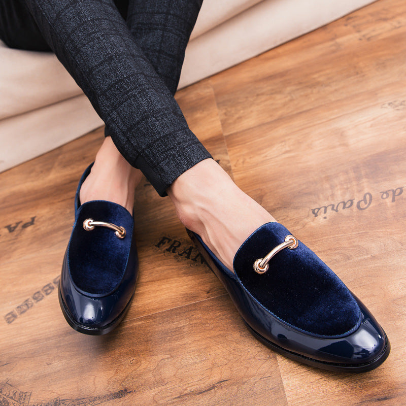 Loafers men's 2025 spring and autumn new leather shoes bean shoes European and American men's shoes patent leather casual leather shoes men's wholesale