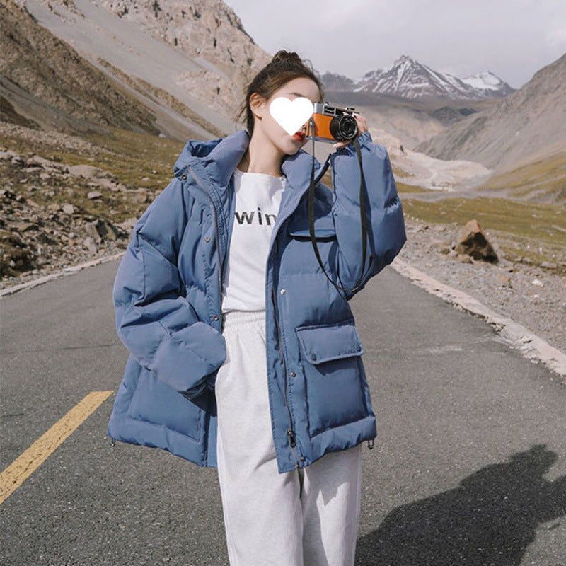 Women's Cotton Jacket Winter 2025 New Loose Student Puffer Jacket Short Thickened Hooded Cotton Coat Versatile Outerwear Cotton Padded Jacket