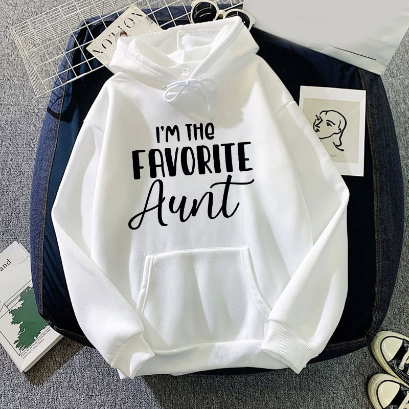 I Am The Favorite Aunt likes aunt printed hooded hooded vests autumn and winter European and American men and women