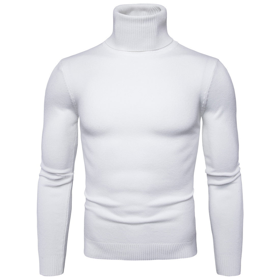Amazon foreign trade autumn and winter new men's solid color slim turtleneck sweater sweater plus size men's pullover base shirt