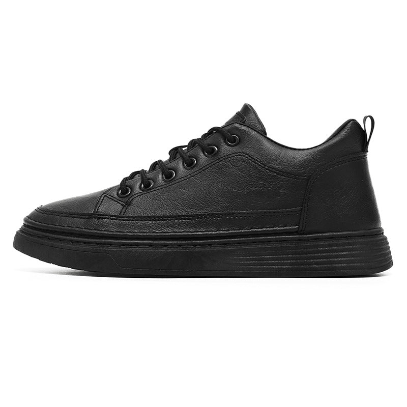 Autumn Men's Shoes Versatile Casual Sneakers Men's Korean Style Trendy Black Leather Shoes Sports Casual Shoes