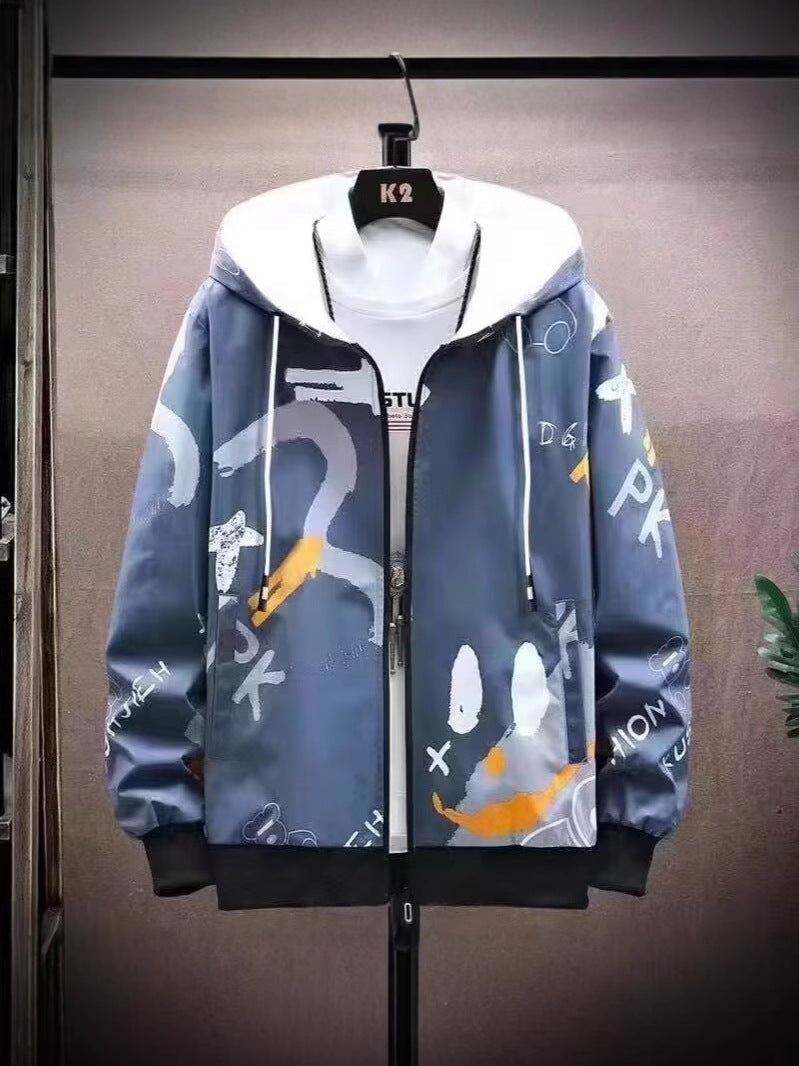 Korean-style New Hoodie Hong Kong-style Loose Simple Hooded Hoodie Cardigan Men's and Women's Fashionable Handsome All-match Jacket
