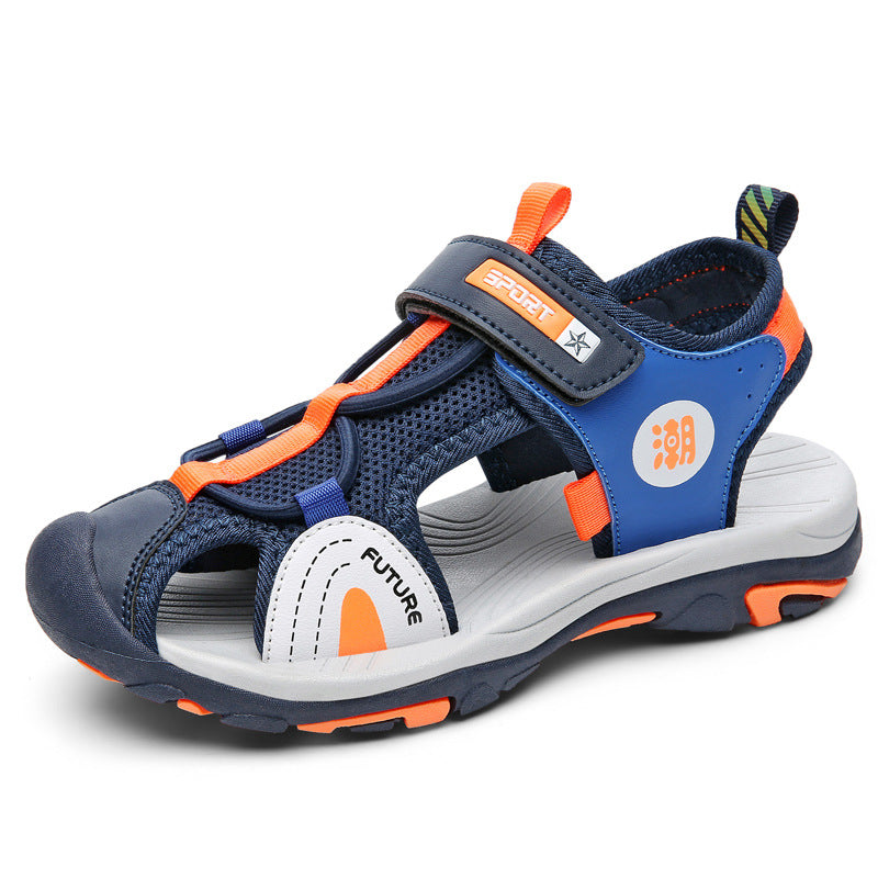 Wholesale Boys Sandals Baotou 2025 Summer Mid-Big Kids Soft Sole Non-Slip Beach Shoes Student Lightweight Sports Sandals