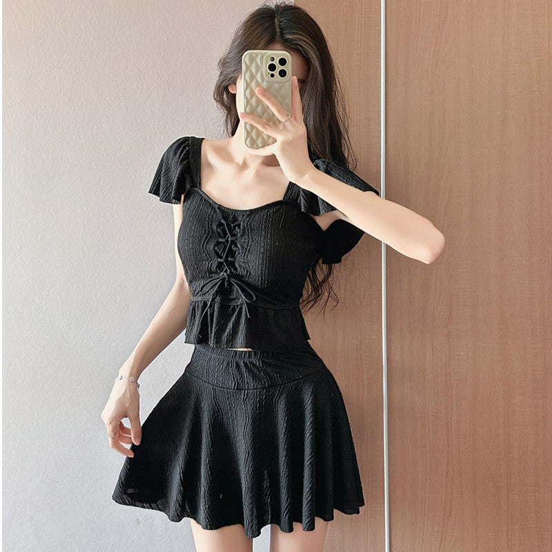 2026 New Summer Swimsuit for Women, Two-Piece Skirt Style with Shorts, Fresh and Youthful, Suitable for Students, Swimwear for Hot Springs