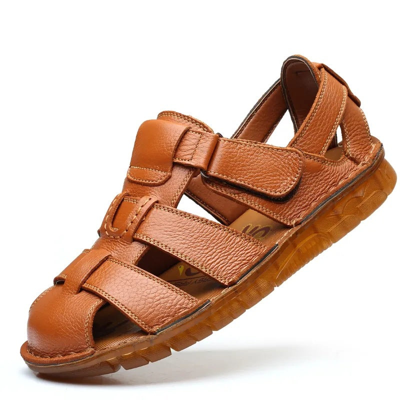 Men's Leather Shoes, New Men's Genuine Leather Sandals, Toe-Toe Sandals, Tendon Soles, Two-Wear Casual Beach Shoes, Fashionable Men's Shoes