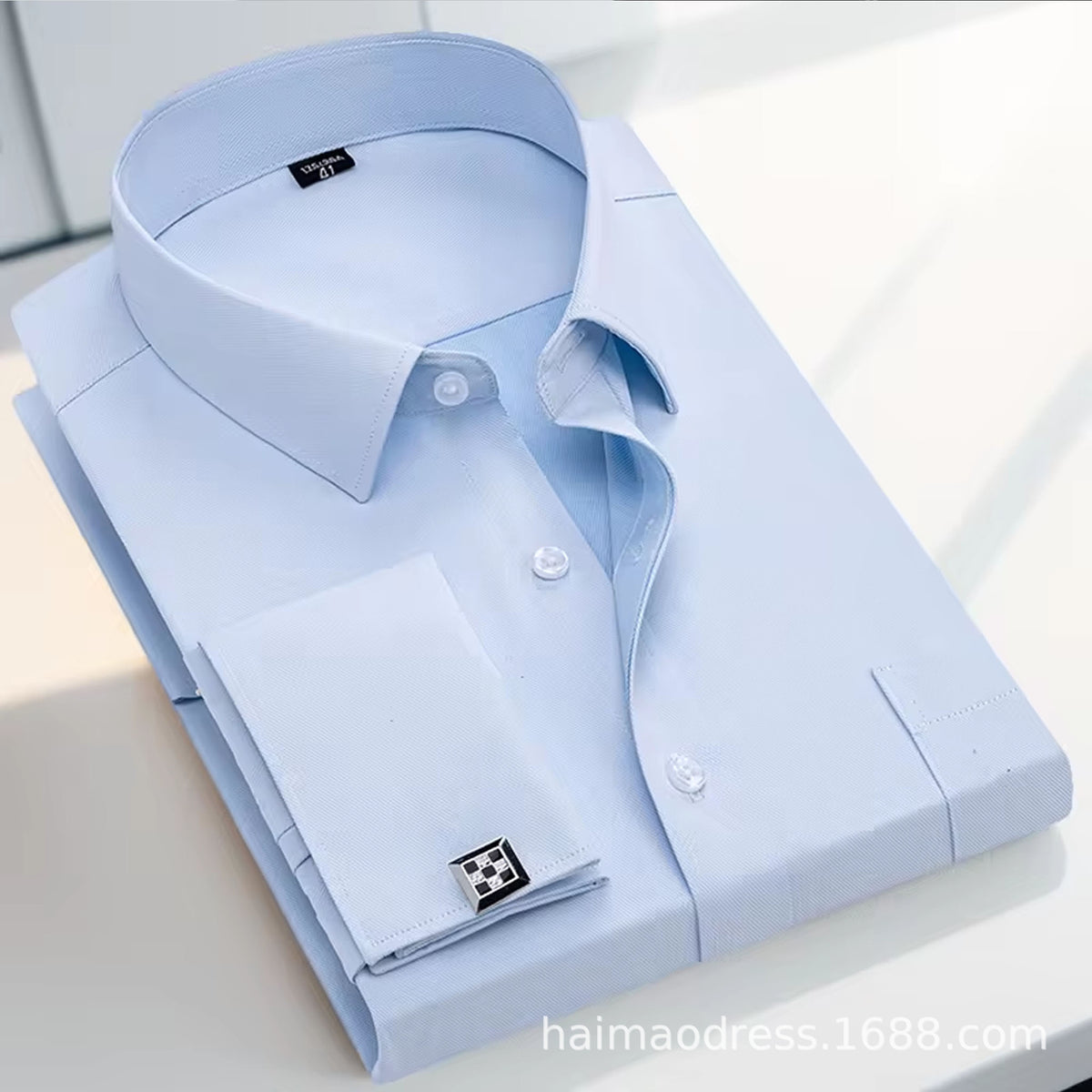 Cross-border Shirt Men's Casual Spring and Summer ebay Business Men's French Cufflinks plus size Men's Shirt