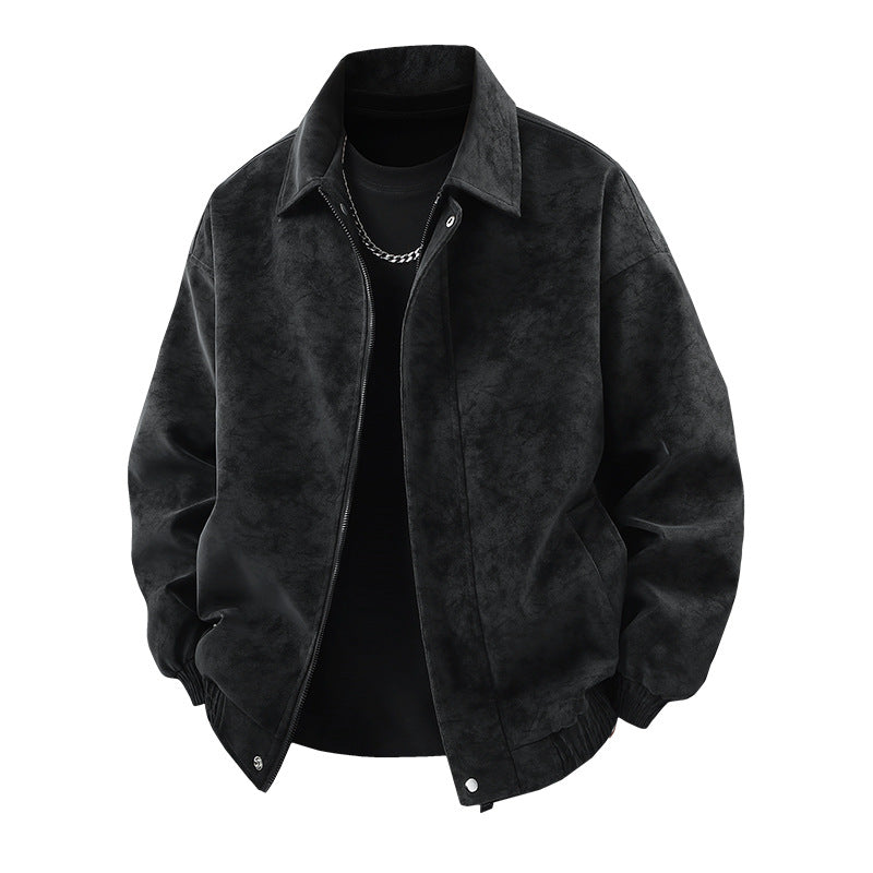 Solid Color American Retro Leather Jacket Men's Motorcycle New Leather Jacket Men's Pu Jacket Spring and Autumn Loose Trendy