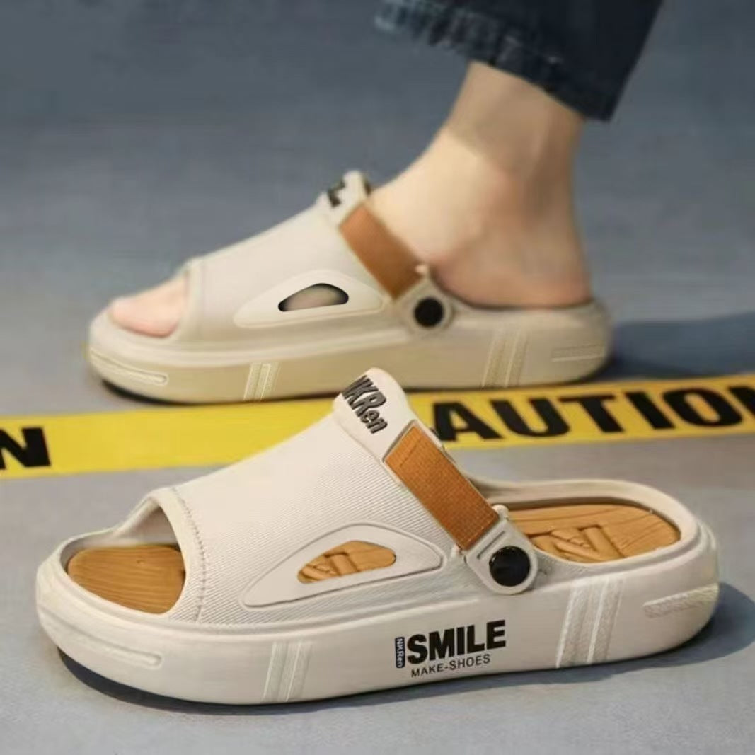 Summer Slippers Men's Non-Slip Wear-Resistant Shit Driving Sandals Outdoor Sports Fashionable Thick-Sole Beach Sandals