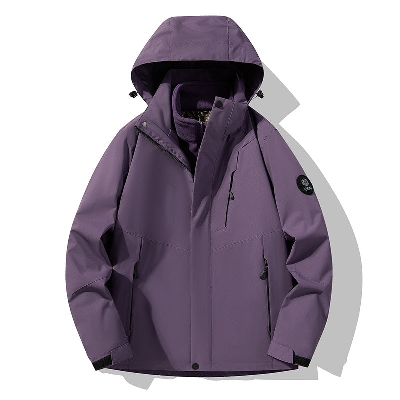 Three-In-One Detachable Autumn and Winter Jacket for Couples, Unisex Windproof and Waterproof Mountaineering Clothing with Fleece Lining