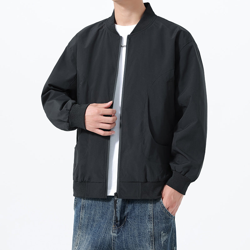2025 Men's Jacket Simple Coat Youth Top Trendy Baseball Jacket Fashion Business Single Jacket Men's Wholesale
