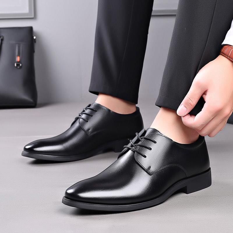 British men's shoes men's groomsman black bridegroom business formal wear soft bottom suit summer casual leather shoes men's wedding shoes