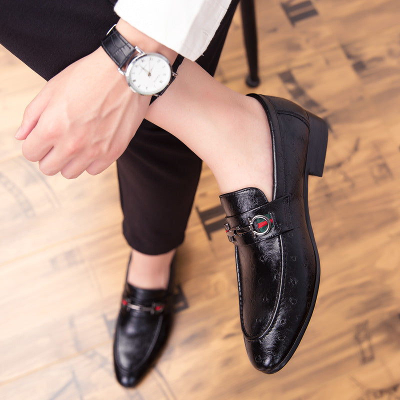 2025 Spring Men's Daily Work Shoes Business Formal Leather Shoes Amazon Cross-Border Slip-On Dad Shoes