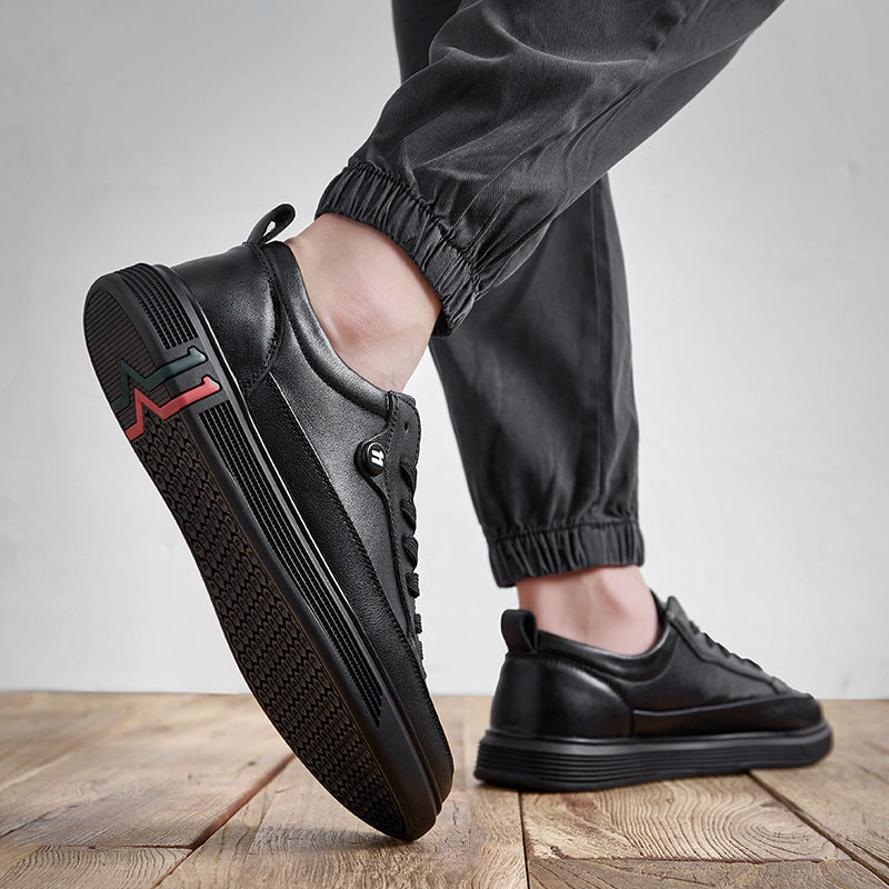 Men's Leather Shoes 2025 Autum Breathable Trbottomyy Soft-Soled Casual Shoes Men's Trbottomy Shoes Sports Versatile British Men's Sneakers