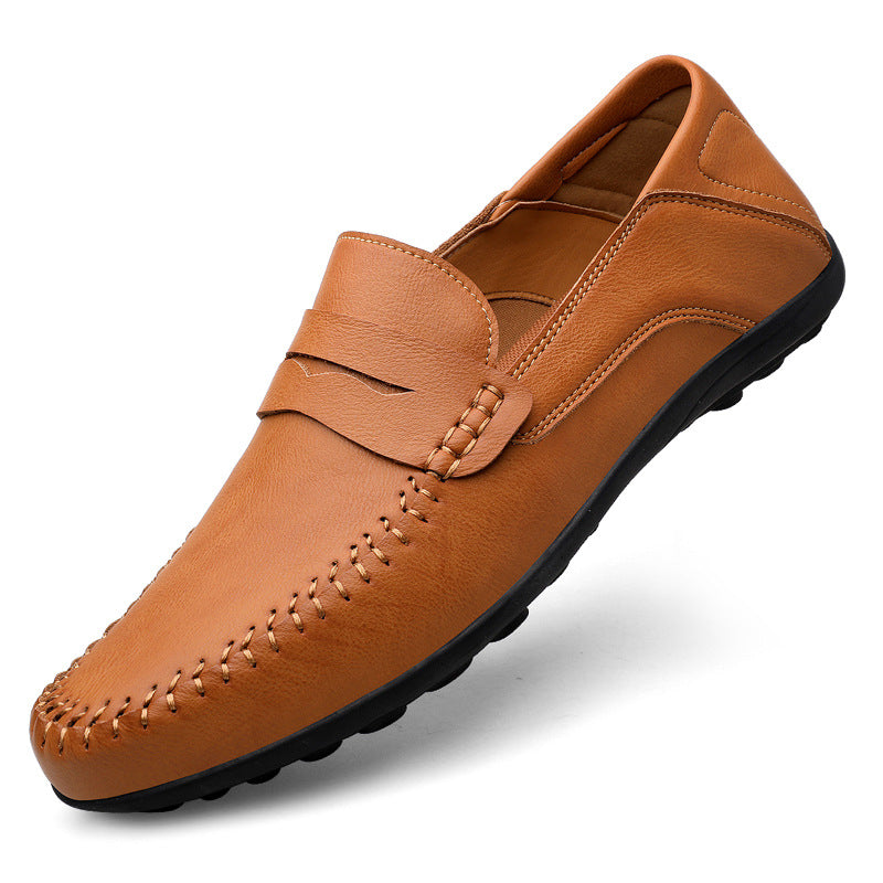 Cross-Border Large Size Men's Loafers 2026 Fashion Trendy Microfiber Casual Leather Shoes Breathable Cowhide Slip-On Shoes