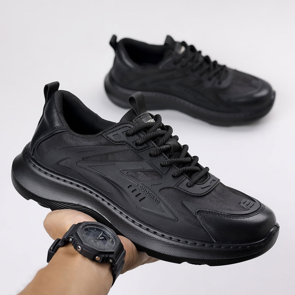 Winter Men's Shoes New Thick-Soled Sports Casual Leather Shoes Lace-Up Men's Casual Shoes Versatile Fleece-Lined Warm Shoes for Men