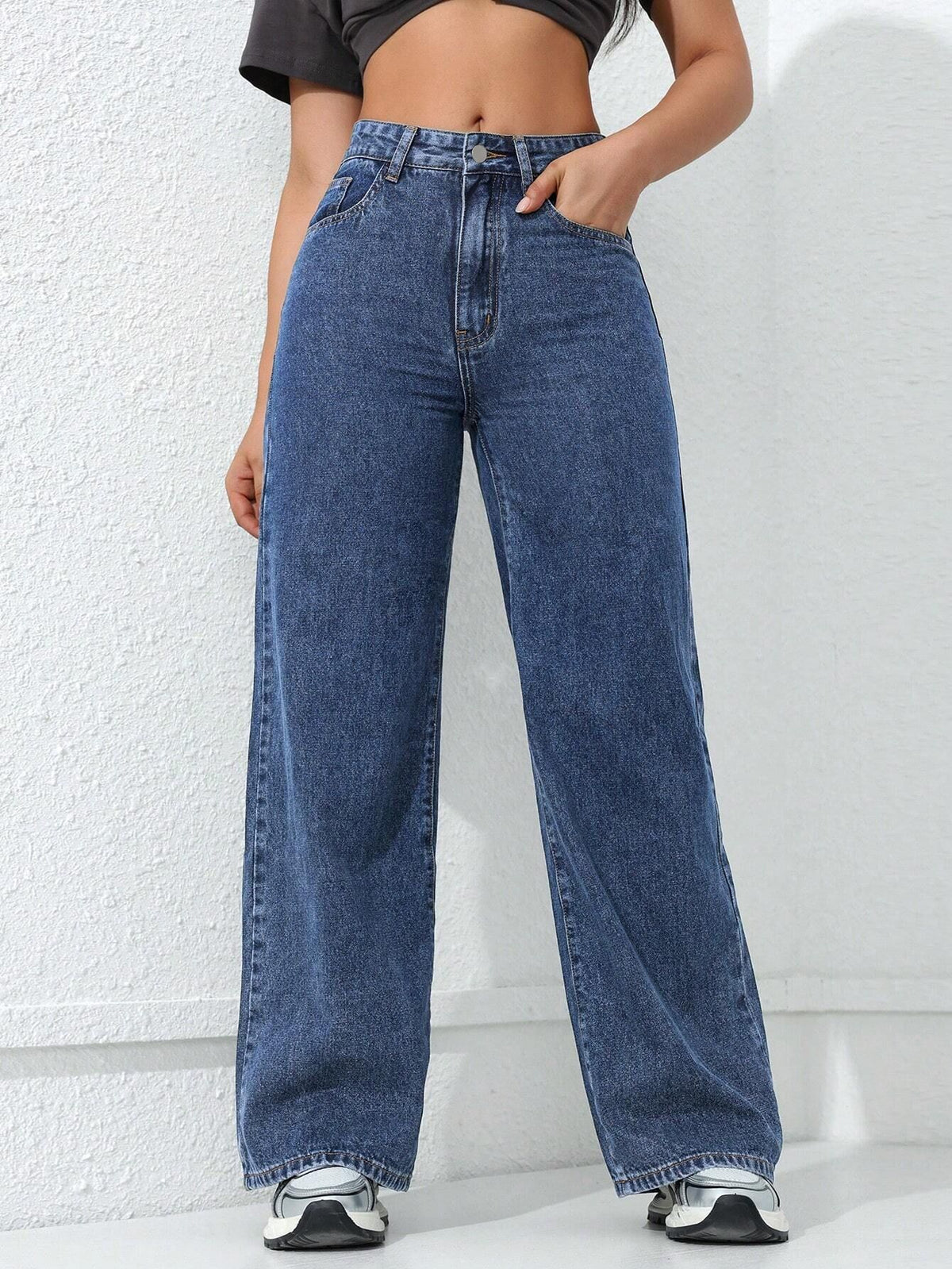 American Wide-Leg Jeans for Women 2025 Spring New Style Washed Loose Slimming Look Straight Floor-Length Denim Pants Jeans