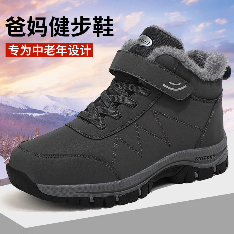 Winter Old Man Cotton Shoes Big Cotton Men's fleece-lined Thickened Warm Big Cotton Men's Outdoor Snow Boots Women's Shoes High-top Cross-border