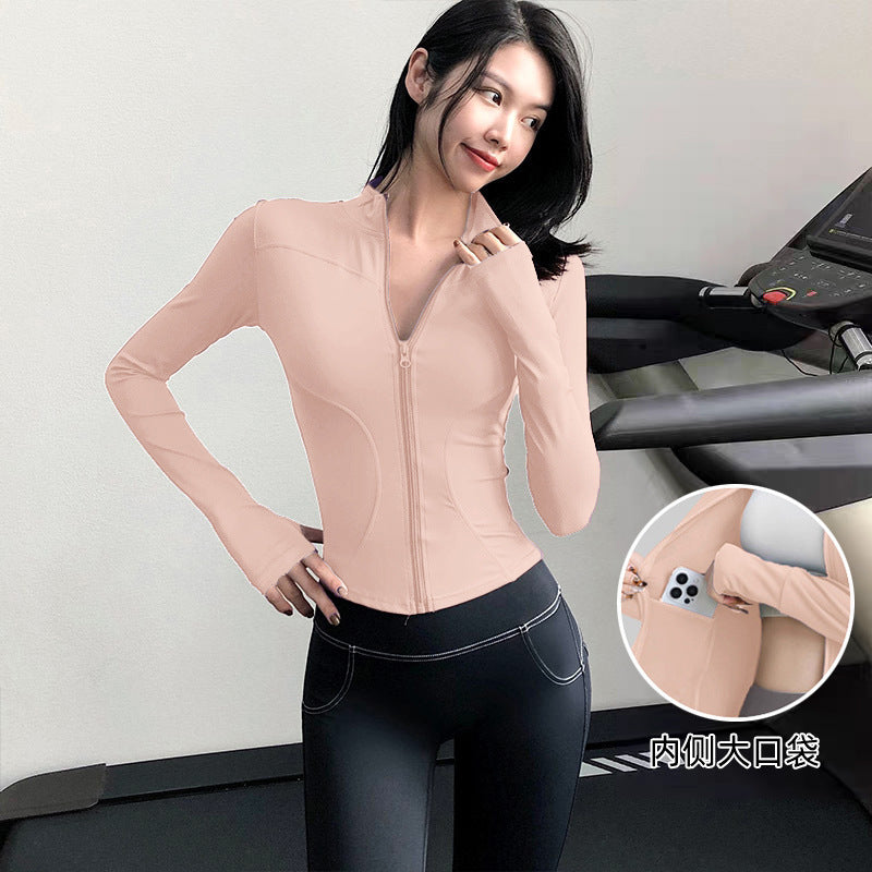 Fitness Training Yoga Clothes for Women, Spring Long-Sleeved, High-Elastic, Quick-Drying, Breathable Sports Jackets, Tight-Fitting, Slimming Fitness Clothes