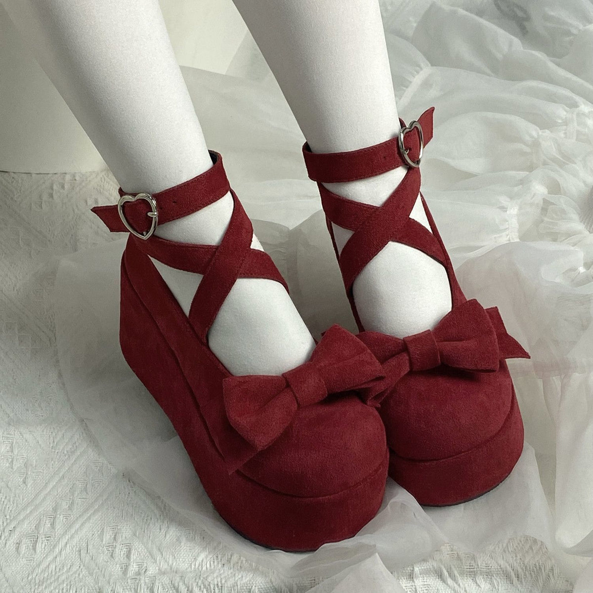 girls New Thick Pine Cone High Heels with Double Waterproof Platform, Height-Increasing, Elegant, Artistic, Sweet, Original Women's Shoes