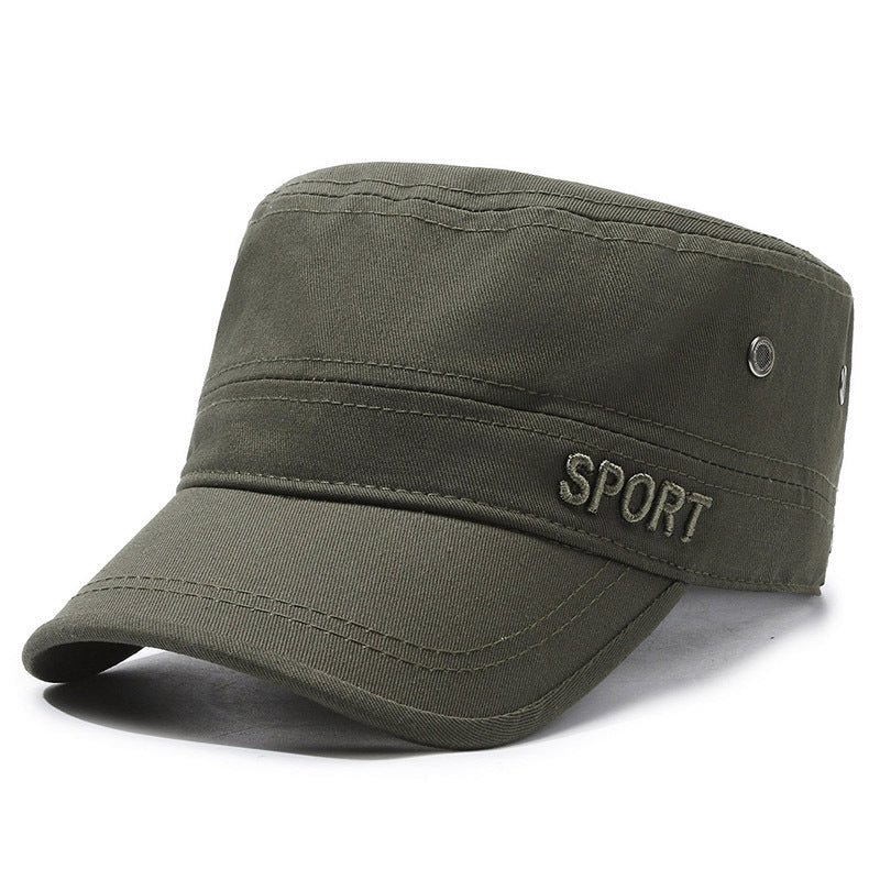 Hat Men's Spring and Summer Outdoor Summer Breathable Caps for Middle-aged and Elderly Sunshade Sunscreen Flat Top Cotton Outdoor Sports