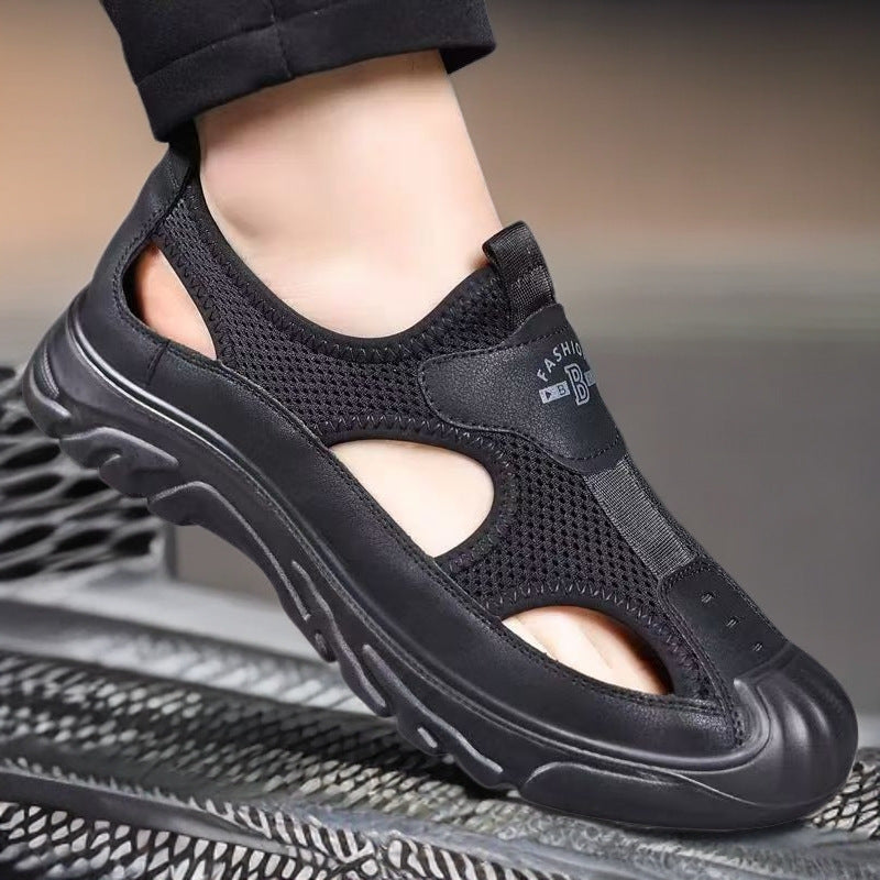 Men's Shoes Summer New Men's Sandals Hollow Mesh Comfortable Casual Shoes Soft Sole Slip-On Beach Shoes Wholesale