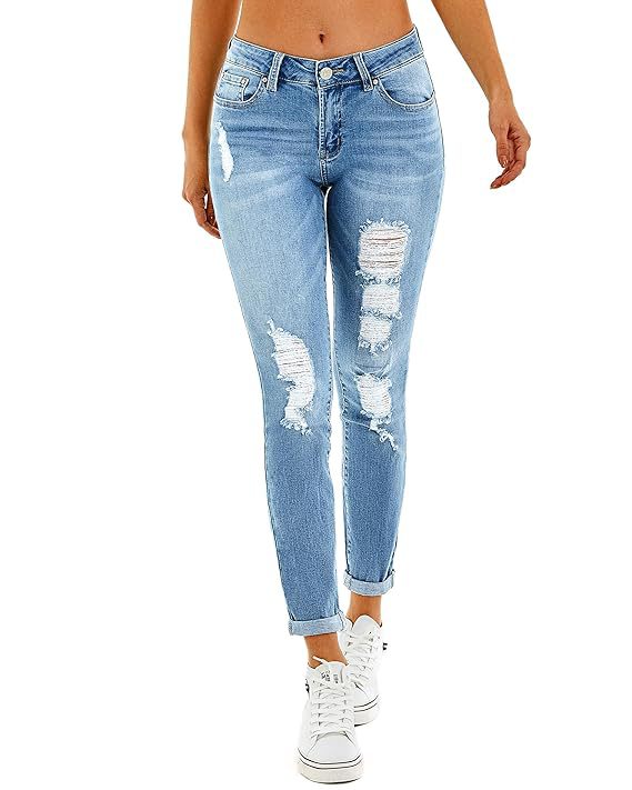 2025 Amazon European and American Cross-Border Spring and Summer New Casual Fashion Washed Ripped Mid-Waist Jeans for Women in Stock