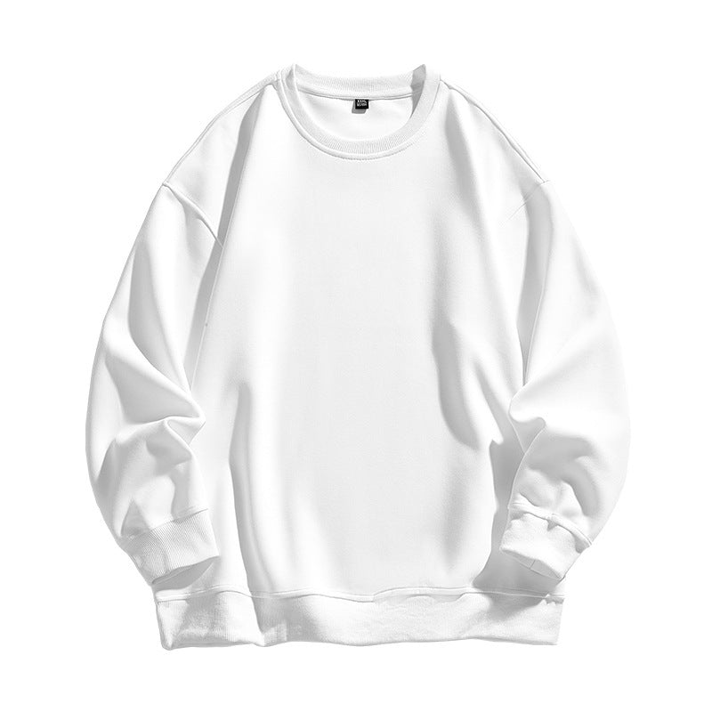 Autumn New Solid Color Loose Round Neck Sweatshirt for Men Trendy Brand Student Couple Hoodless Casual Long Sleeve Inner Layering Shirt
