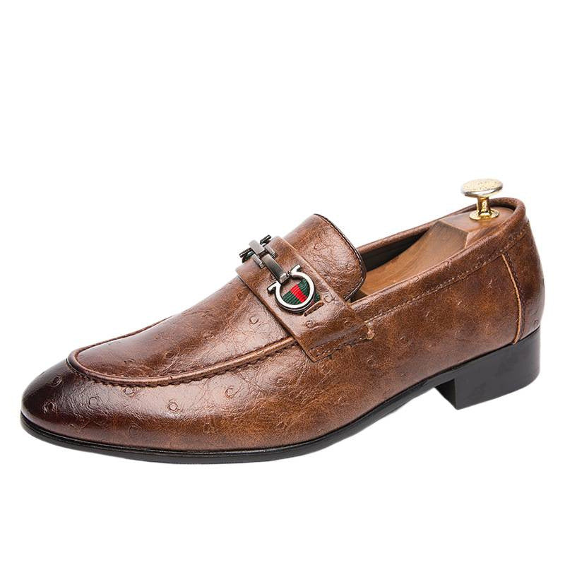 2025 Spring Men's Daily Work Shoes Business Formal Leather Shoes Amazon Cross-Border Slip-On Dad Shoes