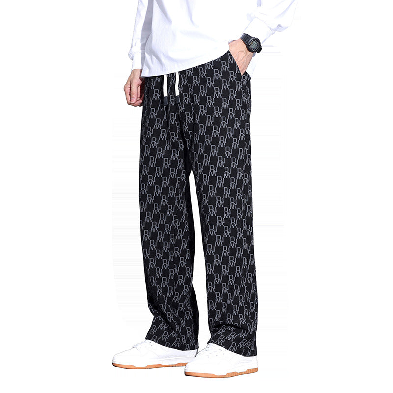Casual Pants for Boys Spring and Autum Loose Tight Waist Long Pants Men's 2025 New American Fashion Brand Fashion Straight Pants