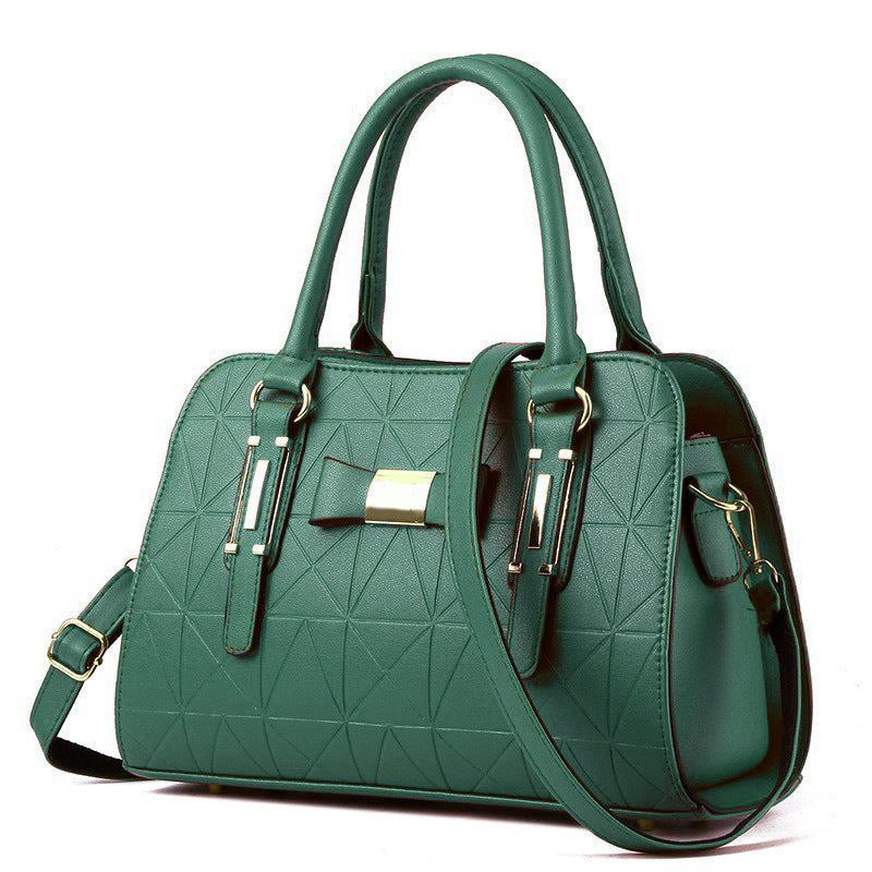 Bow women's bag embossed handbag foreign trade large capacity shoulder bag wholesale messenger bag simple mother bag
