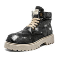 Men's Rip Cowboy Boots Vintage Martin Boots Breathable Ankle Boots Autumn Thick-soled Men's Boots British Style Workwear Single Boots Z32
