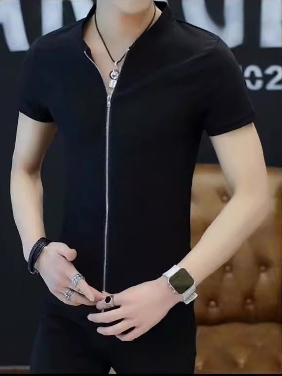Men's Sweater Spring and Autumn plus size Loose Vertical Collar Sports Casual Cardigan Young and Middle-aged Jacket Coat Men
