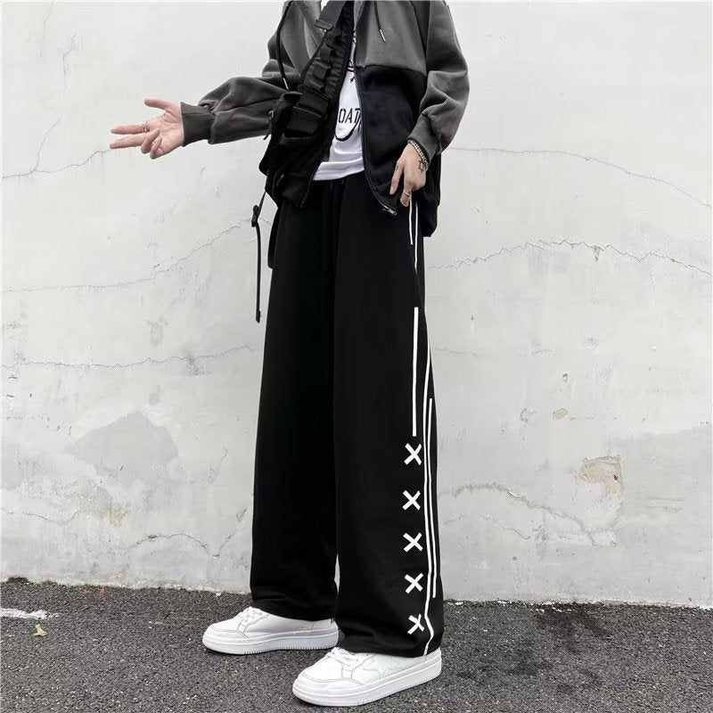 Youth Popular Sports Pants Trousers Trendy Spring Striped Fashion Trendy Brand Casual Pants New Men's Straight Trendy