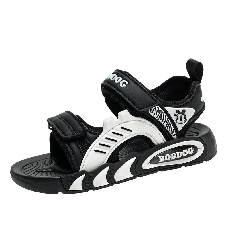 2025 Summer Boys Sandals Velcro Breathable Hollow Soft Sole Lightweight Fashionable Casual All-match Children's Sandals Trendy