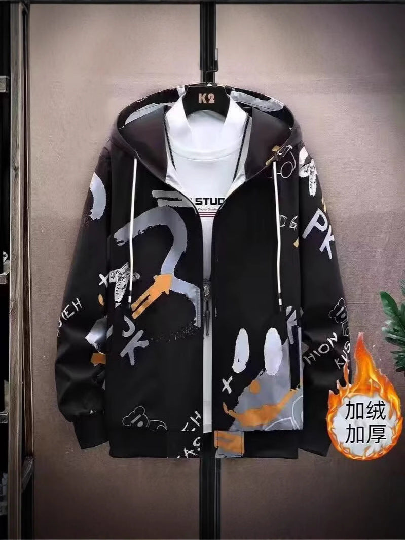 Korean-style New Hoodie Hong Kong-style Loose Simple Hooded Hoodie Cardigan Men's and Women's Fashionable Handsome All-match Jacket