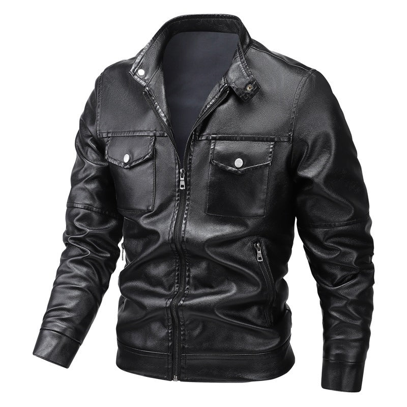 New Leather Jacket Men's Leather Jacket Single Casual Jacket Korean Style Trendy Slim and Handsome Youth Autumn and Winter