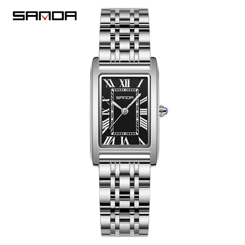 Sanda Live Hot Couple Watch Vintage Square Quartz Watch Waterproof Roman Scale Men's and Women's Watches