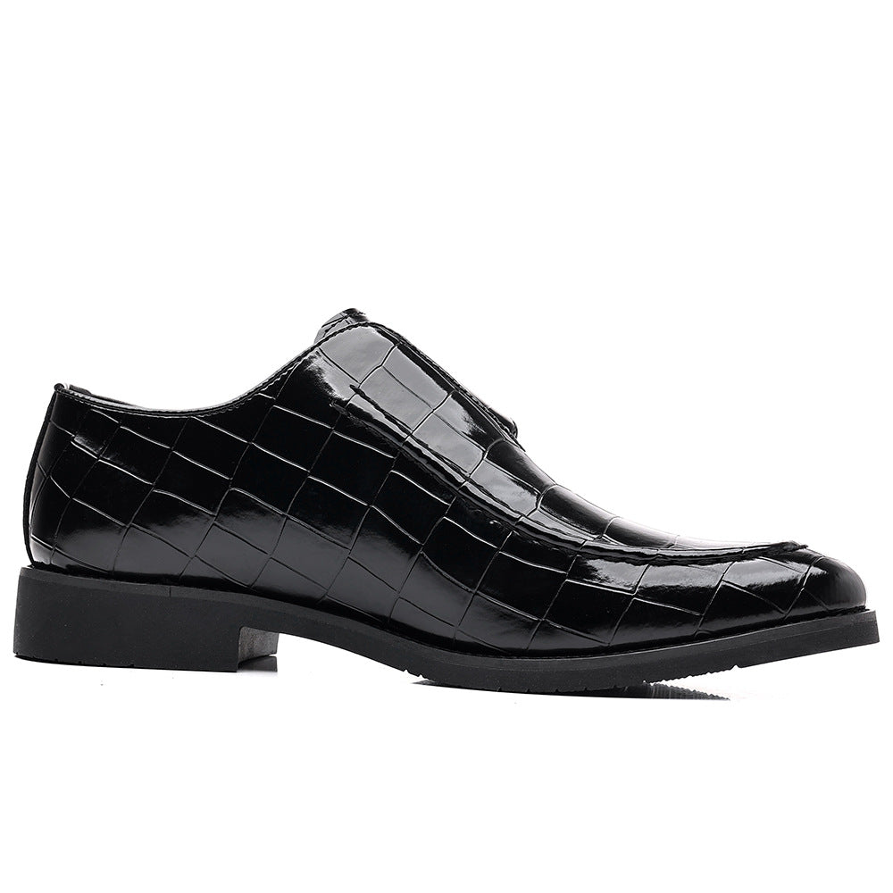 plus size Leather Shoes Men's Business Leg Plaid Shoes Fashion Buckle Loafers British Foreign Trade Casual Shoes shein
