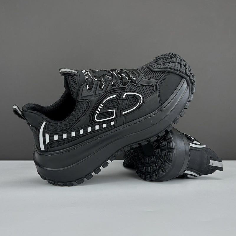 2025 Summer New Men's Shoes Increased Thick Bottom Breathable Mesh Sports Casual Shoes Mecha Style Niche Torre Shoes