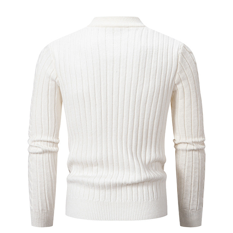 Vintage Simple Solid Color Half-turtleneck Base Sweater Men's Casual Men's Faux Sheep high quality Knitted Sweater