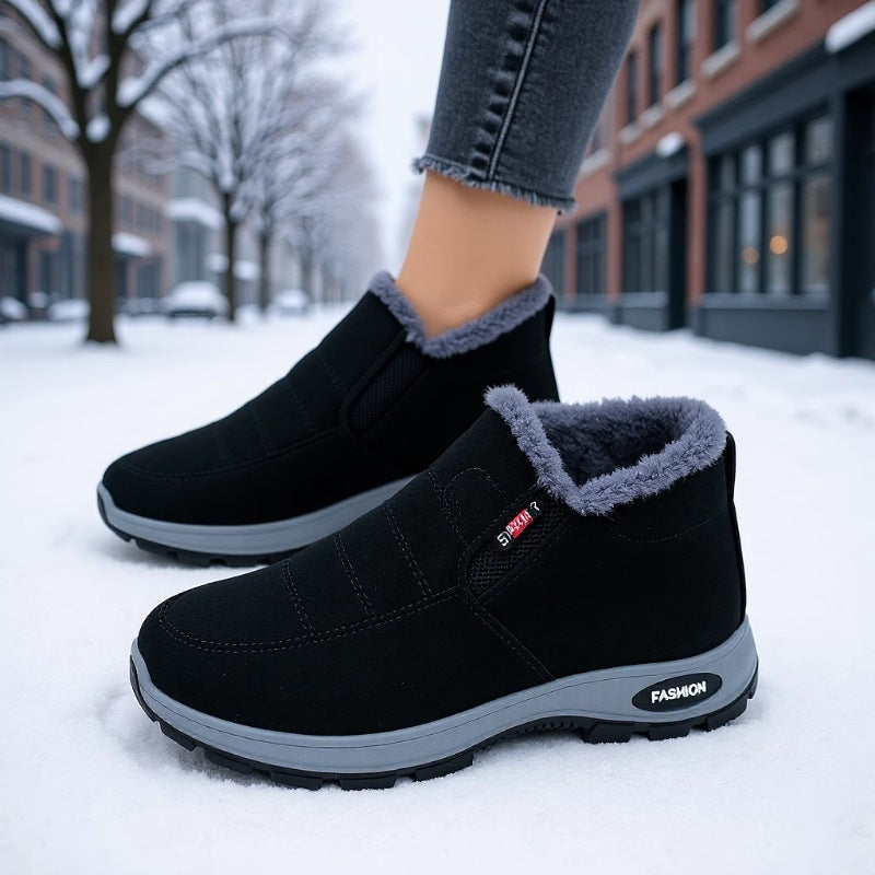 Couple's New Style Cotton Boots TEMU Foreign Trade Men's and Women's Boots Middle-aged and Old People's Cotton Shoes Snow Boots fleece-lined Thickened Warm Shoes