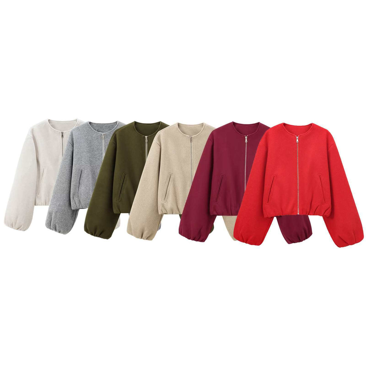 Jacket Soft Foreign Trade Spring New Women's European and American Style Short Round Neck Pilot Zipper